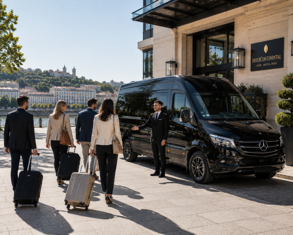 Private chauffeurdiensten in Genève met luxe auto bij het Meer van Genève